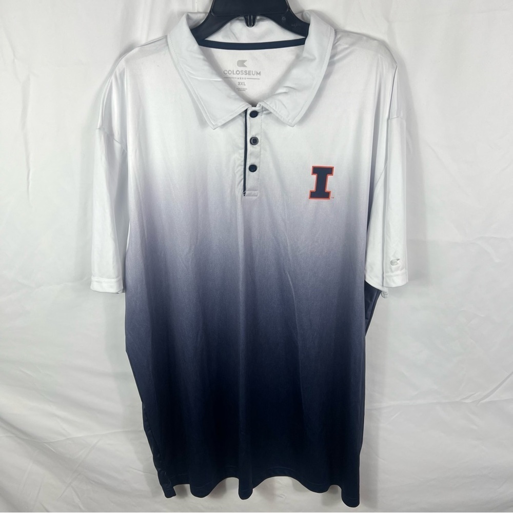 Colosseum Men's Ombre Illini Polo Shirt - Black and White